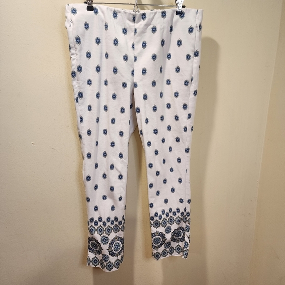 J.Jill Essential white and blue cotton stretch slim pants  size  14 - Picture 12 of 13